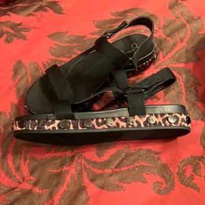 Ladies Black Leopard Jessica Simpson Sandals 8.5 M New never worn